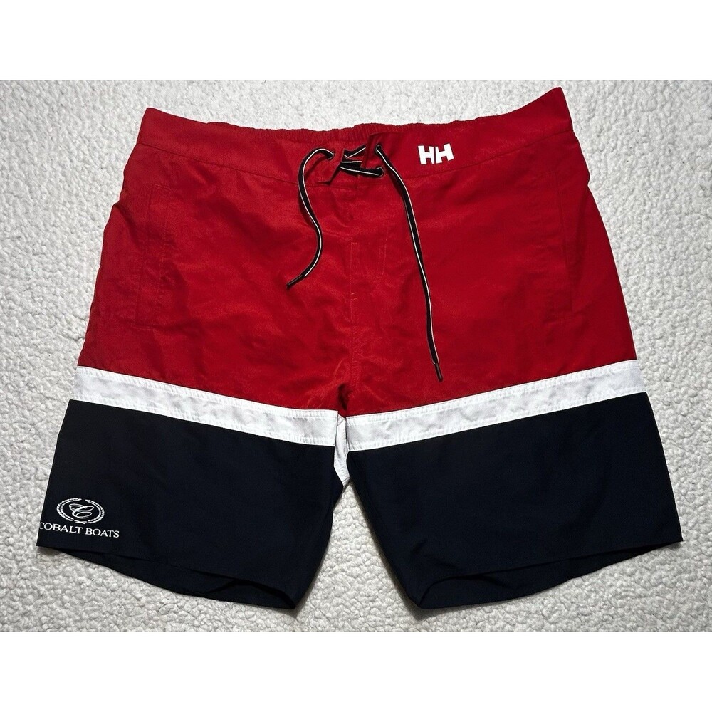 Helly Hansen Cobalt Boats Marstrand Swim Trunks Red White Navy Mens Size 38
